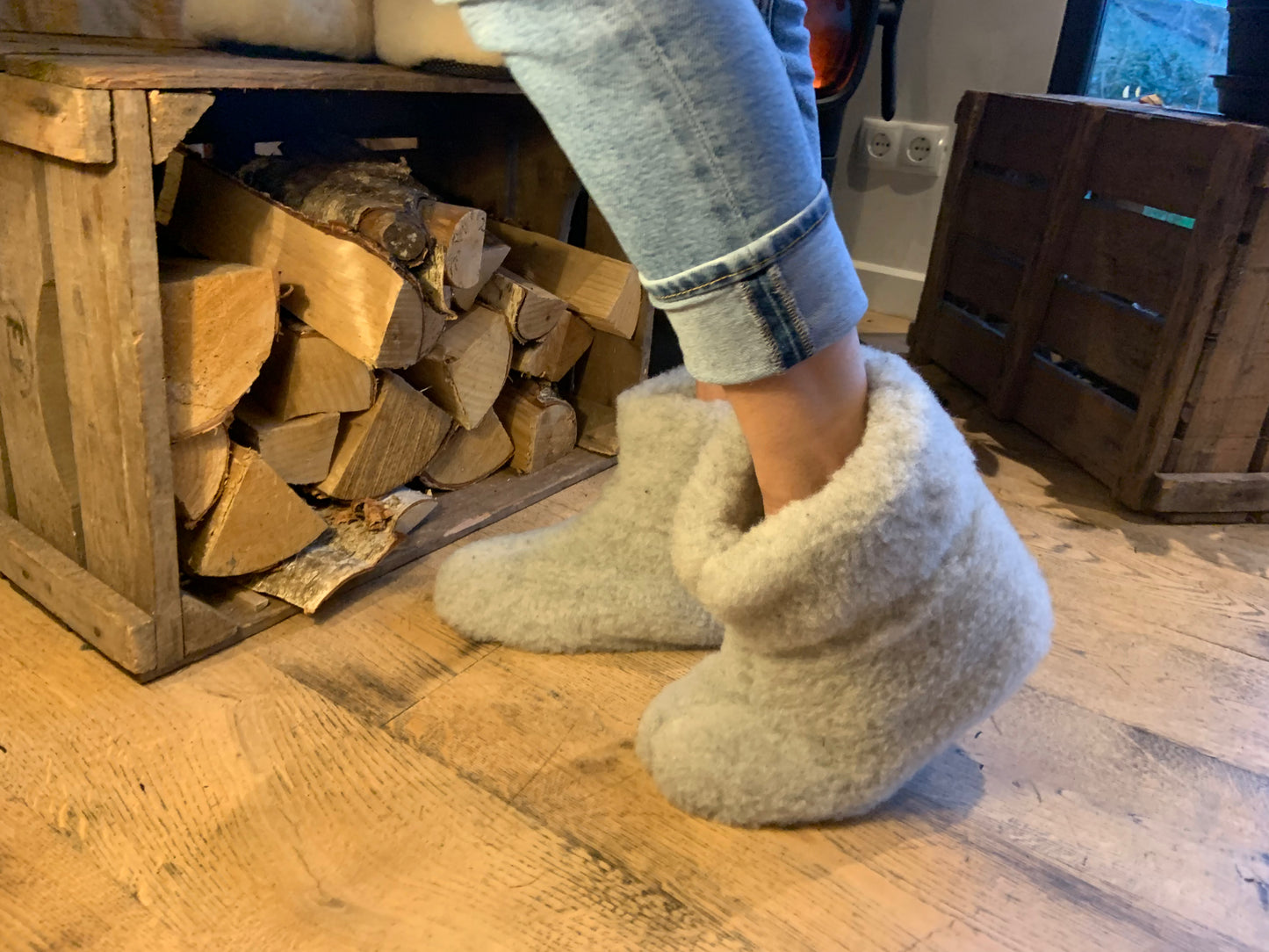 Merino Wol Sloffen - Licht Grijs